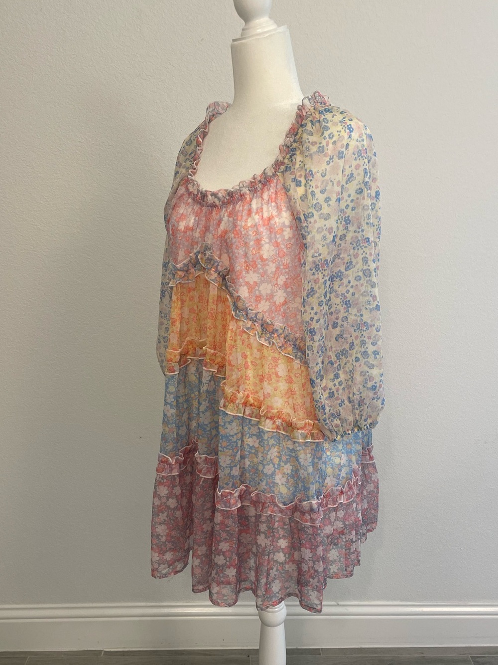 Loveshackfancy Inspired Pastel Floral Tiered Dress - Picture 3 of 4